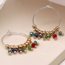 Silver Plated Hoop & Multi Colour Bead Earrings by Peace of Mind